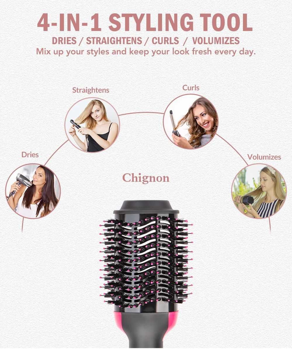 Multi-Function Hair Dryer Straightener Curler Comb – Professional Hot Air Styling Brush
