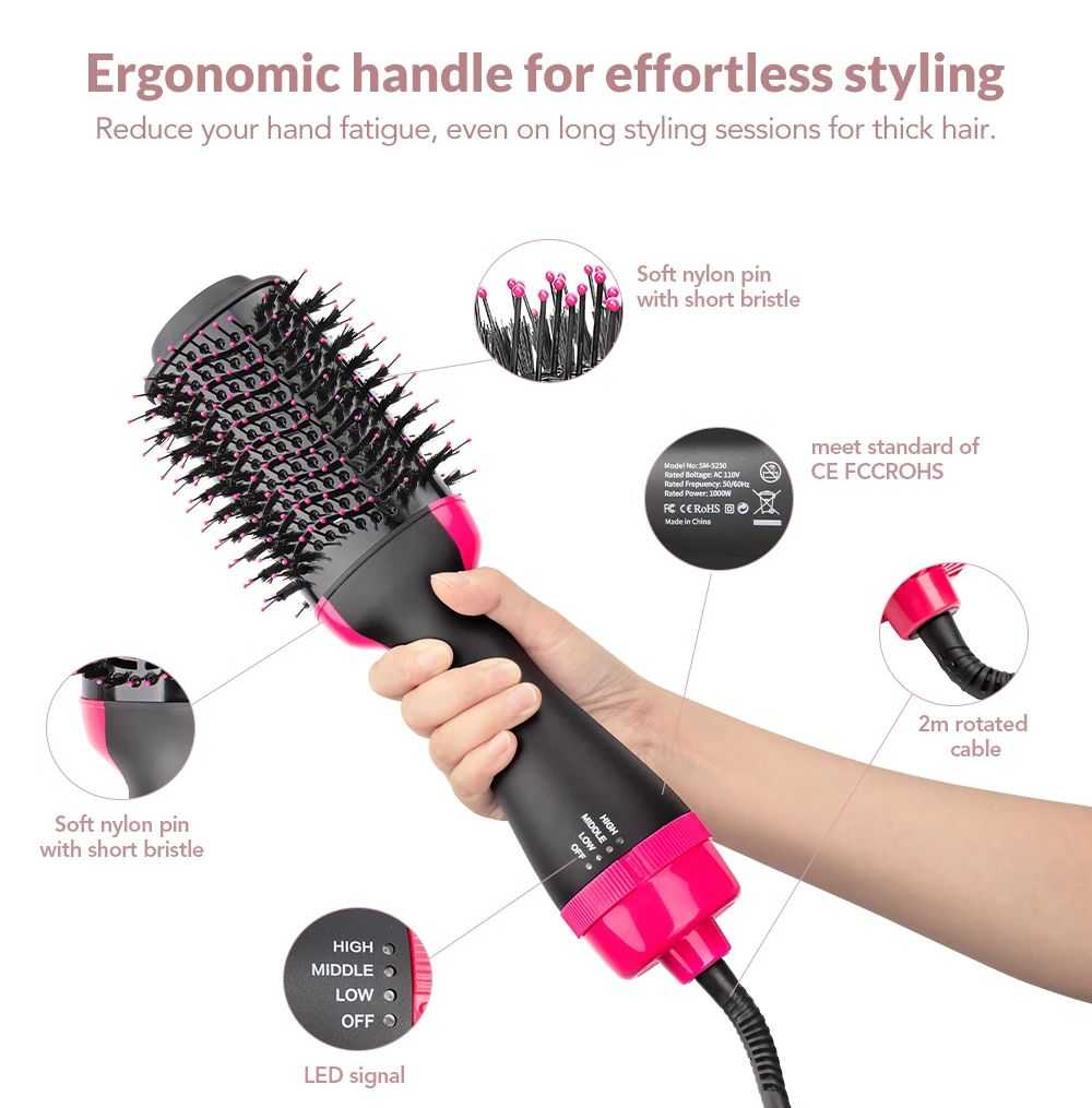 Multi-Function Hair Dryer Straightener Curler Comb – Professional Hot Air Styling Brush